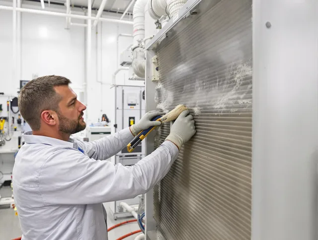 Medway Air Duct Cleaning technician performing precision commercial coil cleaning at a Medway business