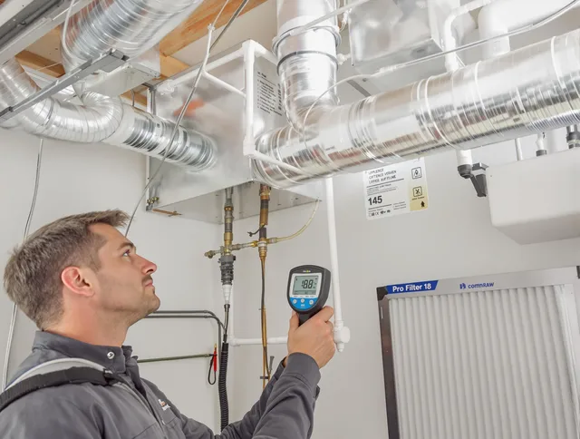 Medway Air Duct Cleaning expert conducting detailed filter system inspection using diagnostic tools in Medway
