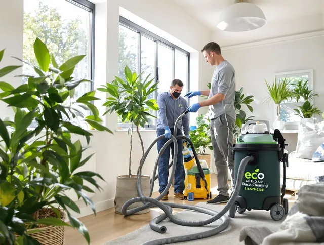 Medway Air Duct Cleaning technician performing eco-friendly duct cleaning using sustainable methods in Medway