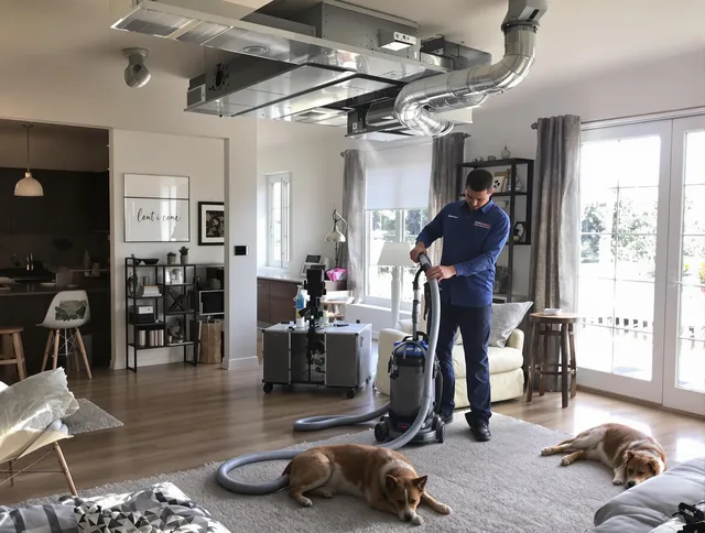 Medway Air Duct Cleaning technician performing detailed indoor duct cleaning for improved air quality in Medway